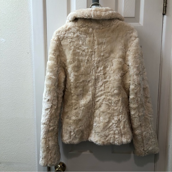 Wet Seal Vtg Cream Faux Fur Jacket Shawl Collar Sz L - Picture 2 of 9